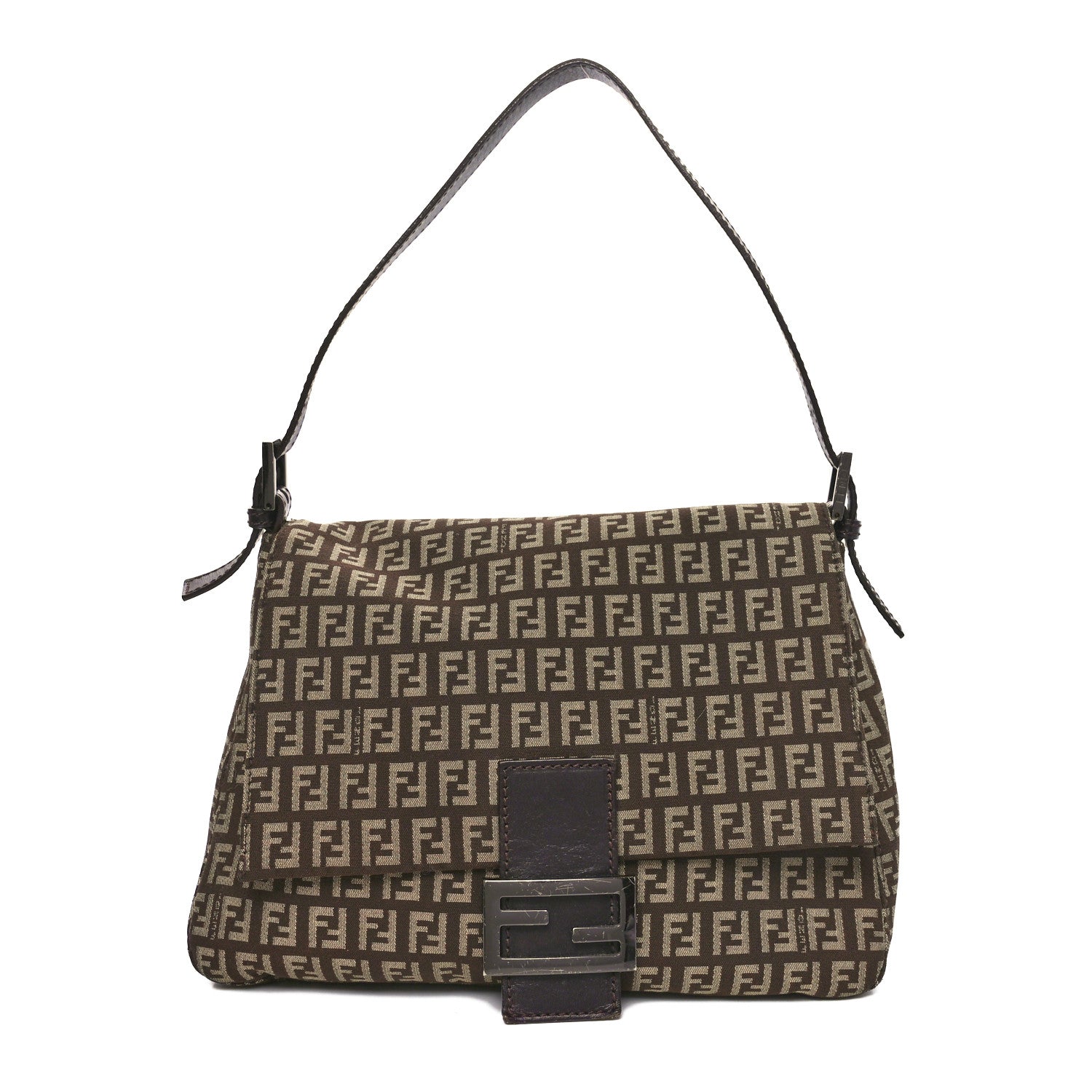 Fendi Zucchino Vitello Mama Baguette Testa di Moro Beige 1 of 10