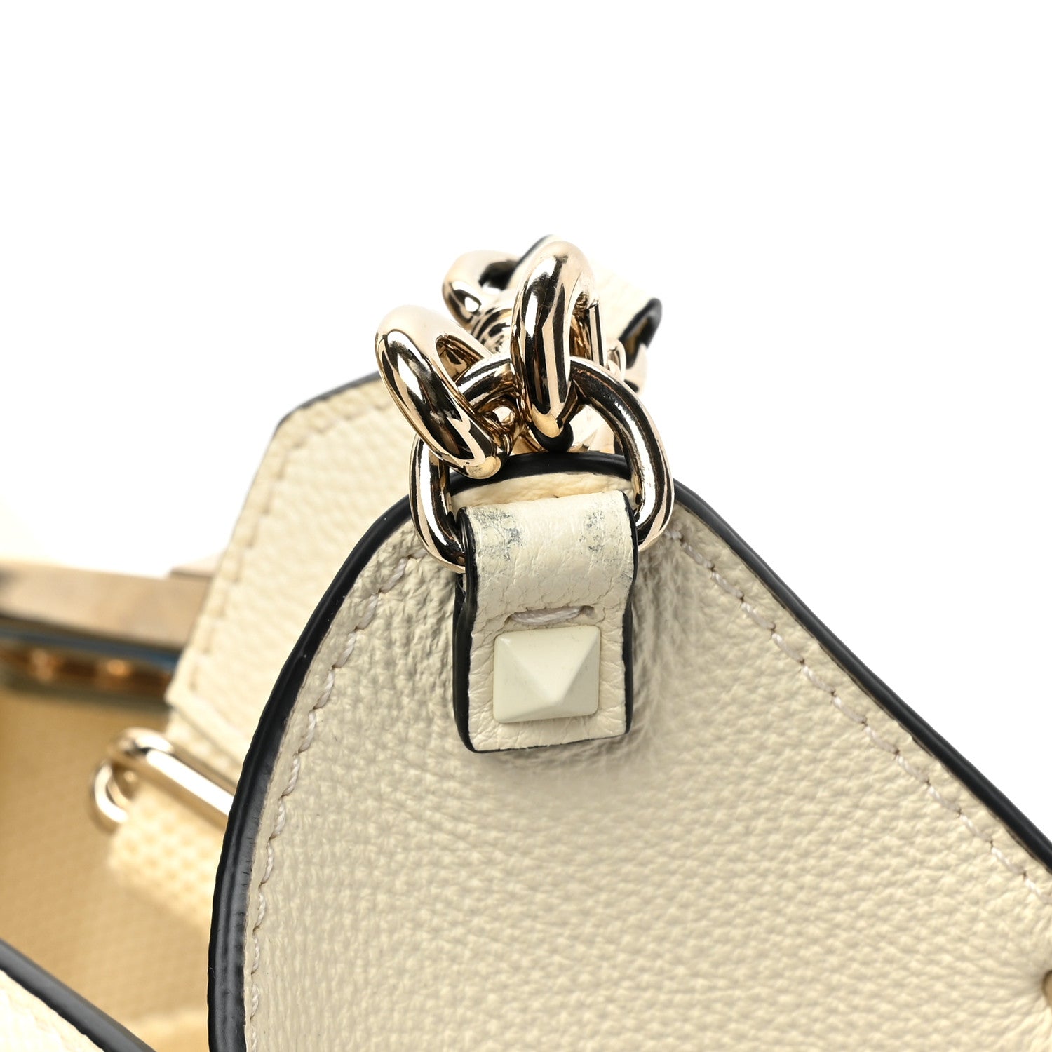 Valentino Garavani Grainy Calfskin Rockstud Flip-Lock Hobo Bag Ivory 9 of 9