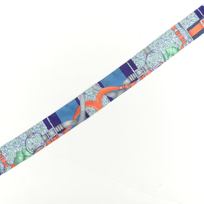 Hermes Silk Grand Manege Fleuri Twilly Vert Cobalt Corail 5 of 5