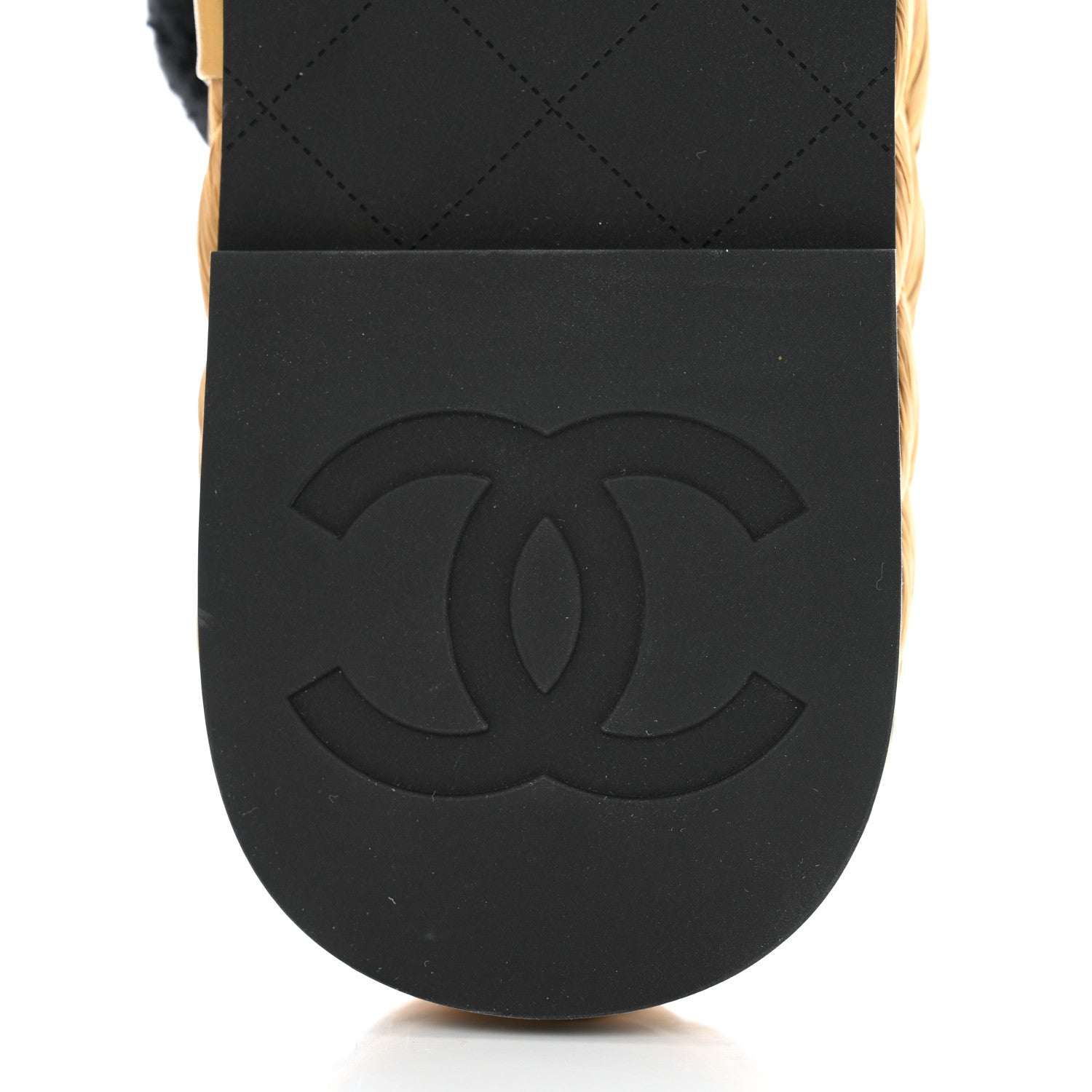 Chanel Terry Cloth Raffia CC Logo Thong Sandals 36.5 Black 8 of 9