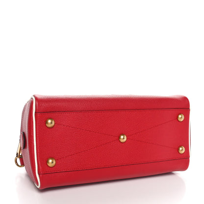 Gucci X ADIDAS Textured Dollar Calfskin Web Trefoil Logo Embossed Mini Bowling Bag Red Off White 4 of 10