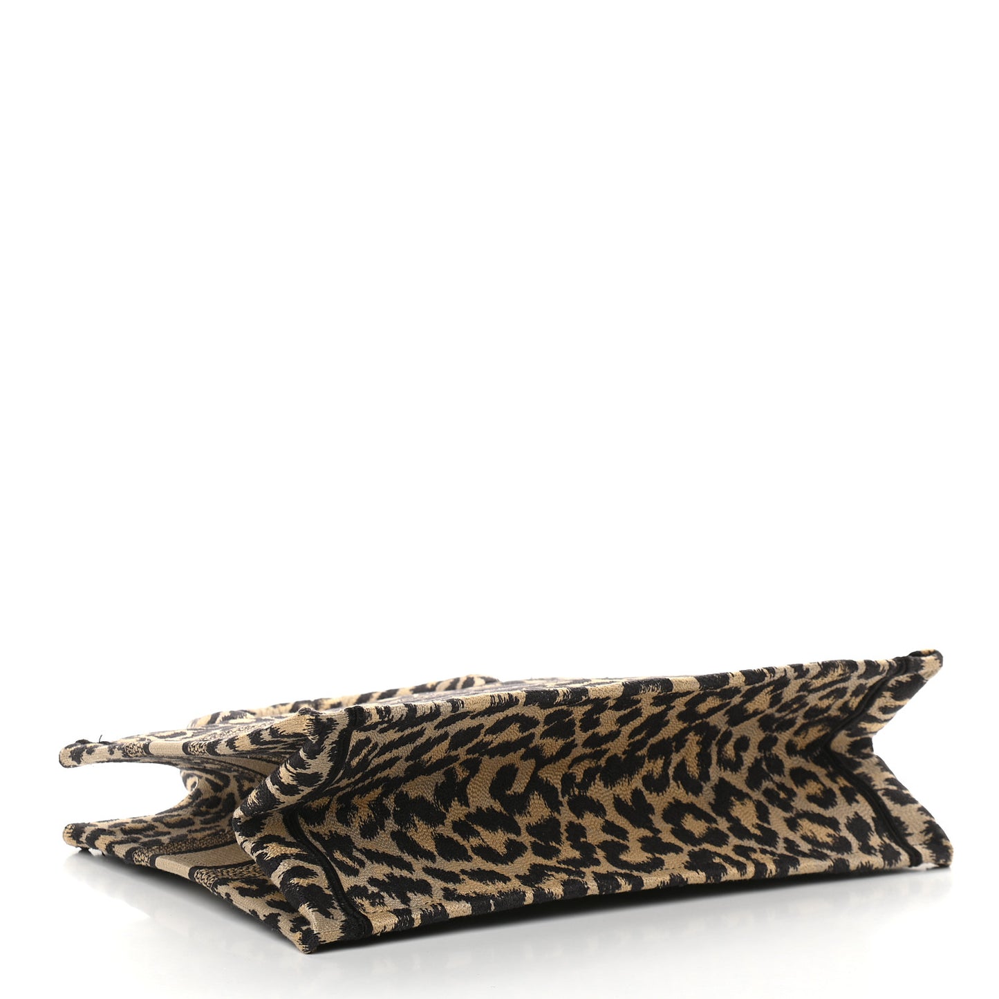 Canvas Mizza Embroidered Medium Leopard Book Tote Beige