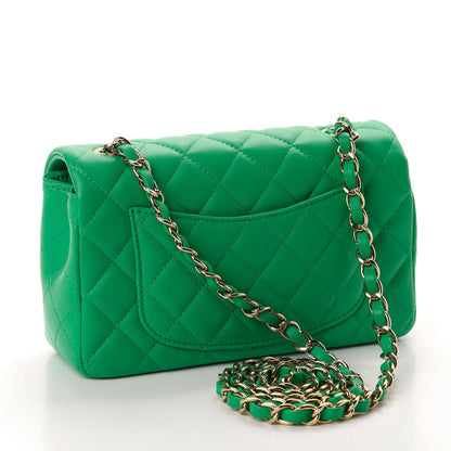 Chanel Lambskin Quilted Mini Rectangular Flap Green 2 of 10