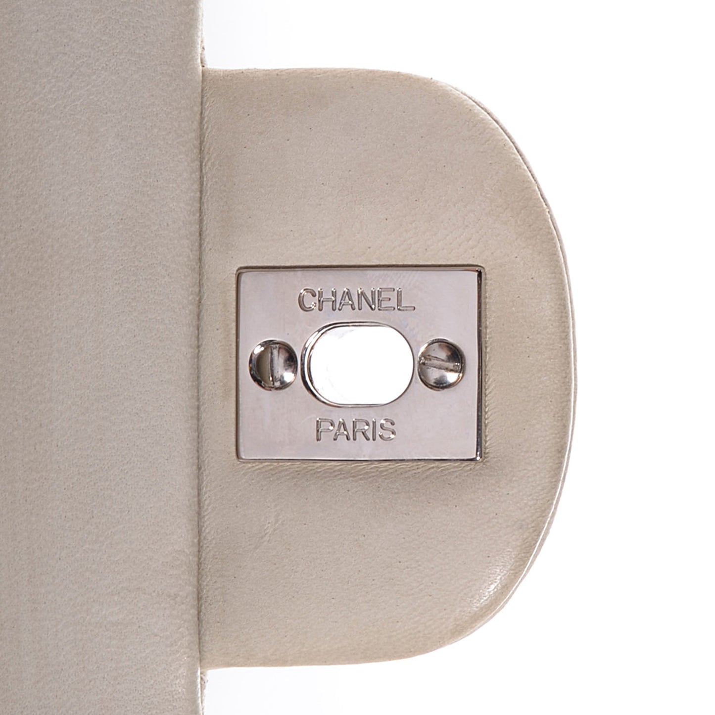 Lambskin Quilted Medium Double Flap Light Grey