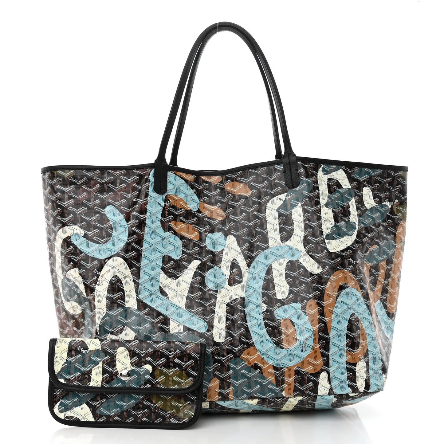 Goyardine Saint Louis Lettres Camouflage GM Black Blue