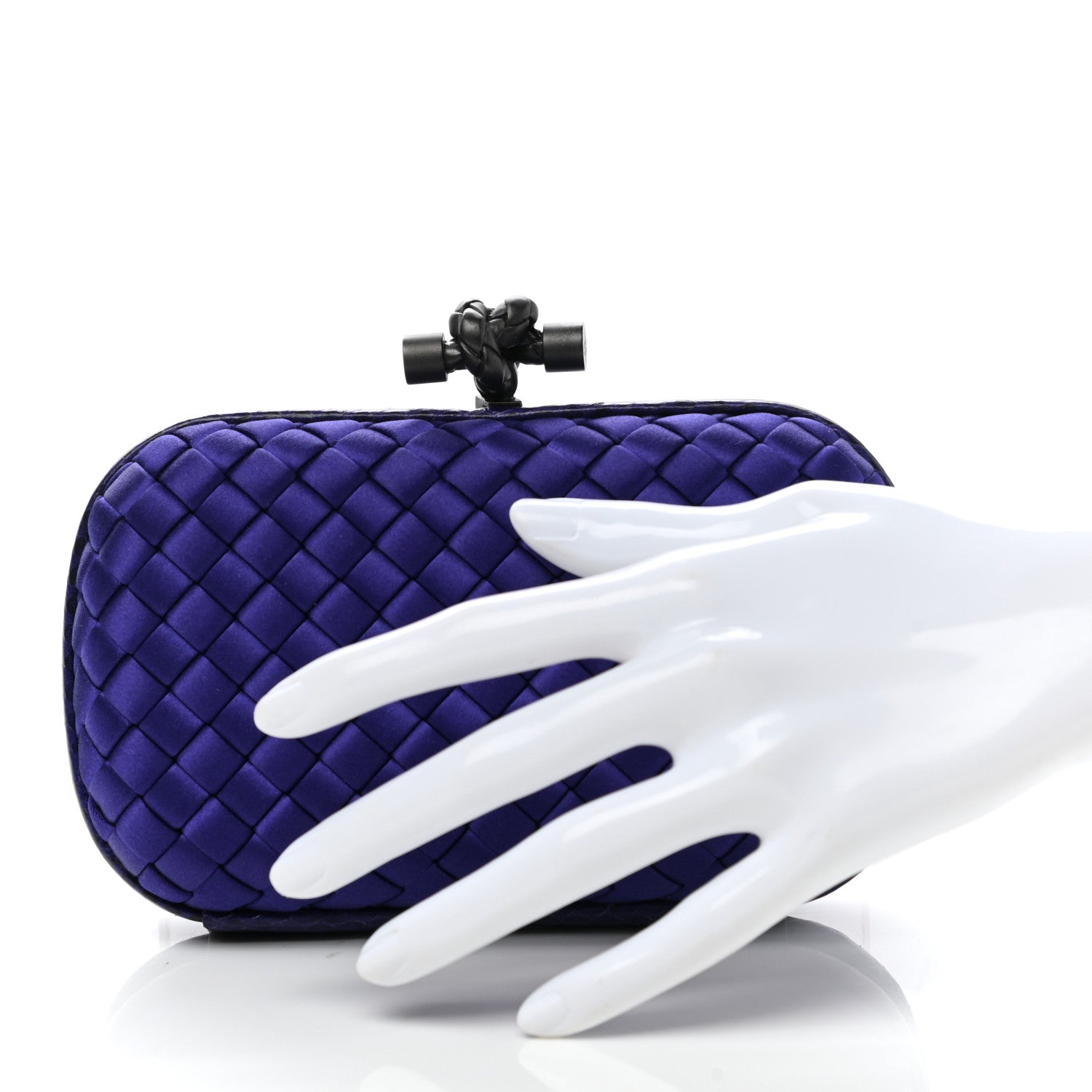 Bottega Veneta Satin Intreccio Impero Ayers Knot Clutch Purple 2 of 7