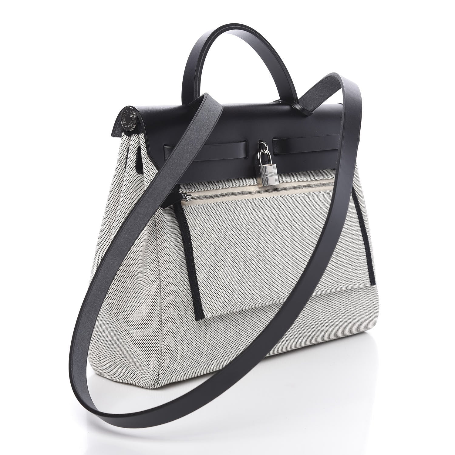 Hermes Vache Hunter Toile H Pegase Pop Herbag Zip Retourne 31 PM Bleu Indigo Ecru Black 4 of 11