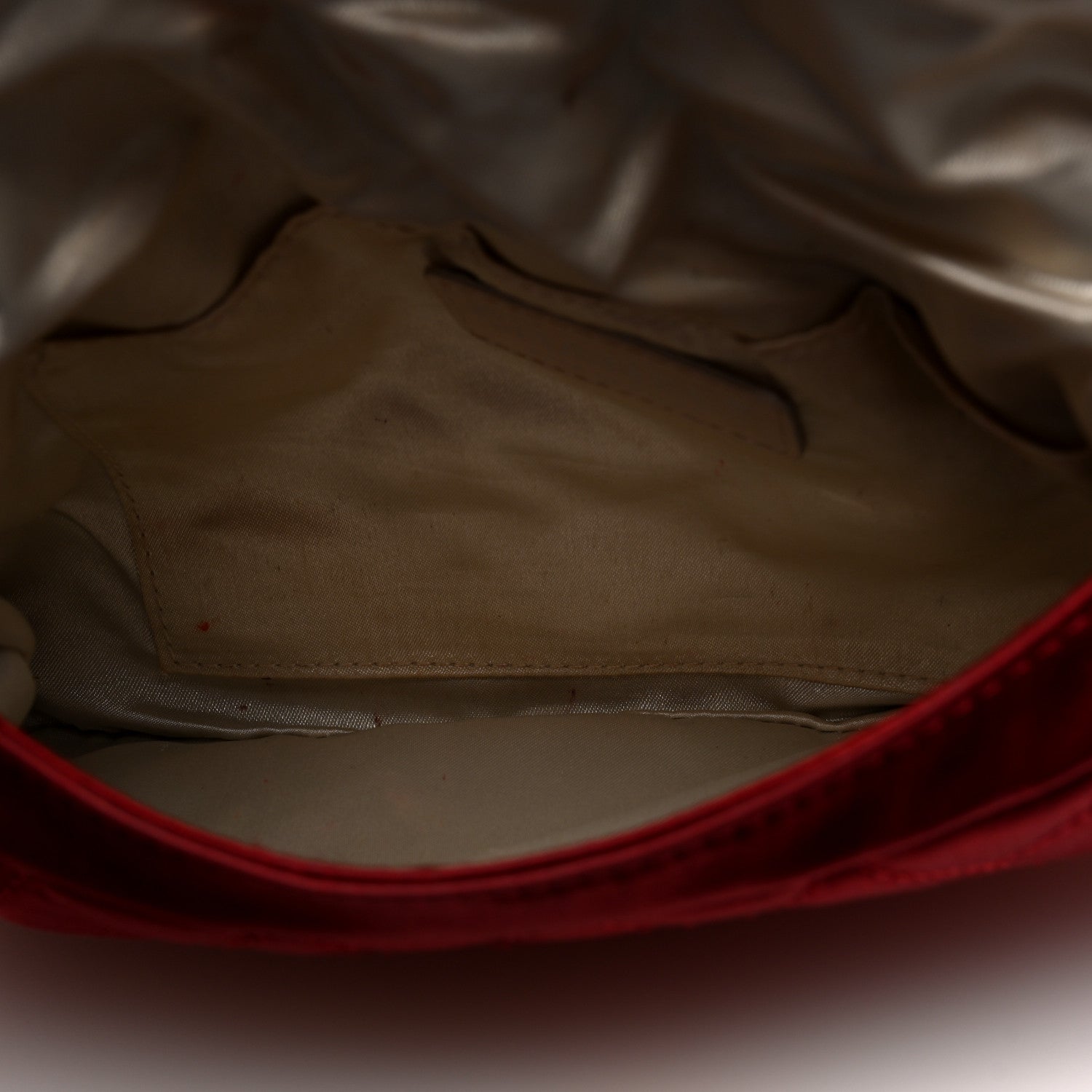 Chanel Satin Quilted Half Moon Clutch Red 5 of 7