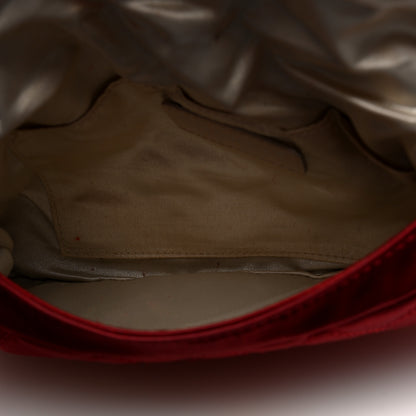 Chanel Satin Quilted Half Moon Clutch Red 5 of 7