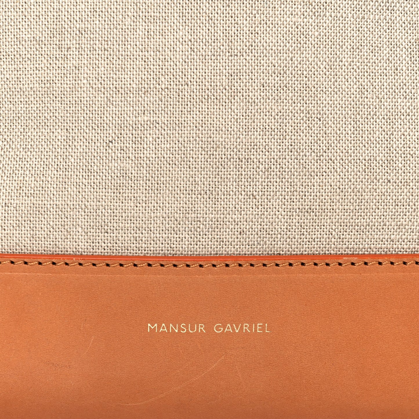 Canvas Calfskin Bucket Bag Creme Cammello