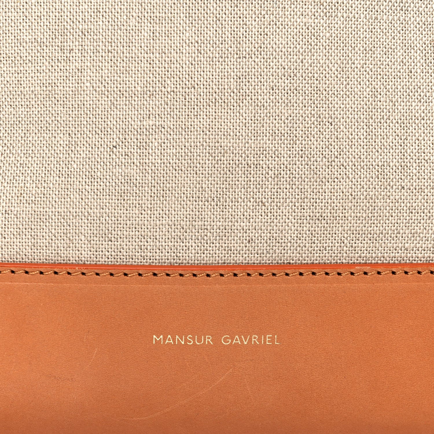 Mansur Gavriel Canvas Calfskin Bucket Bag Creme Cammello 5 of 14