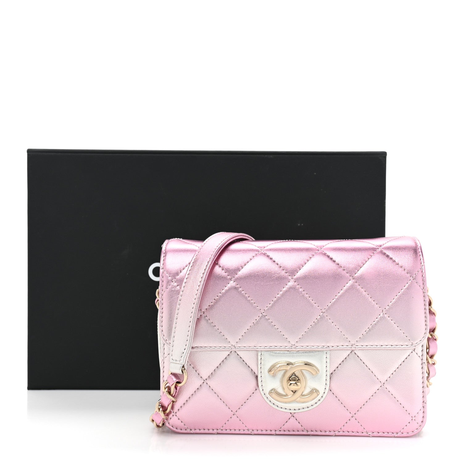 Chanel Metallic Lambskin Like A Wallet Flap Golden Pink 10 of 10