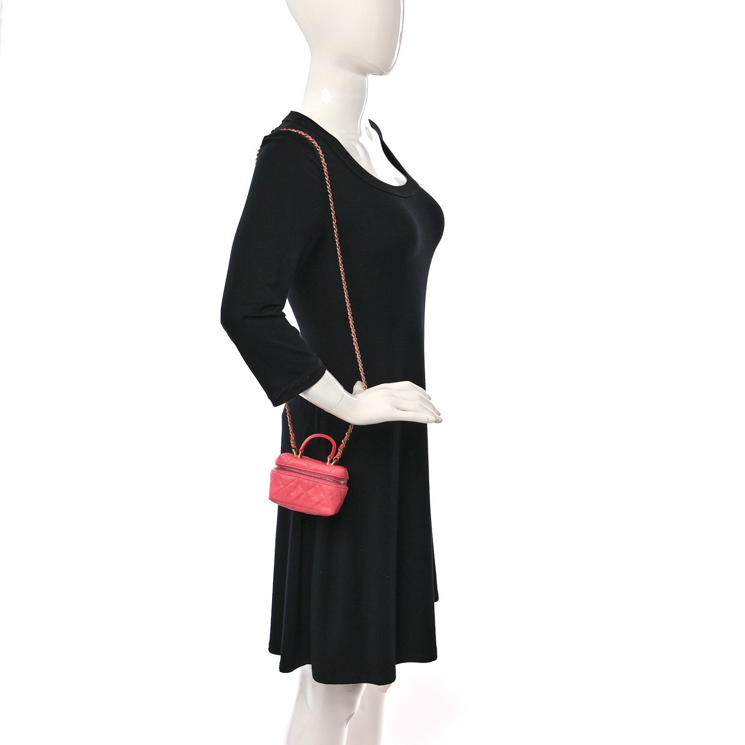 Chanel Caviar Quilted Mini Top Handle Vanity With Chain Pink 2 of 10