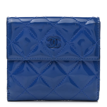 Chanel Patent Quilted Compact French Flap Wallet Blue 1 of 8