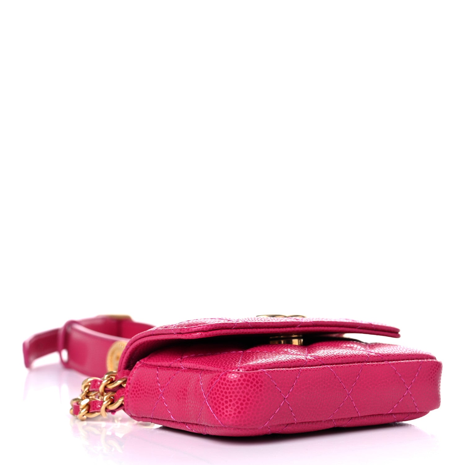 Chanel Caviar Twist Your Buttons Quilted Flap Chain Belt Bag Dark Pink 3 of 12