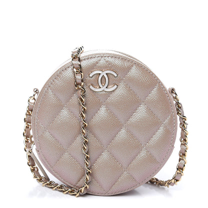 Chanel Iridescent Caviar Quilted Round Clutch With Chain Beige 1 of 8