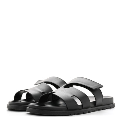 Hermes Calfskin Mens Chypre Sandals 43 Black 4 of 10