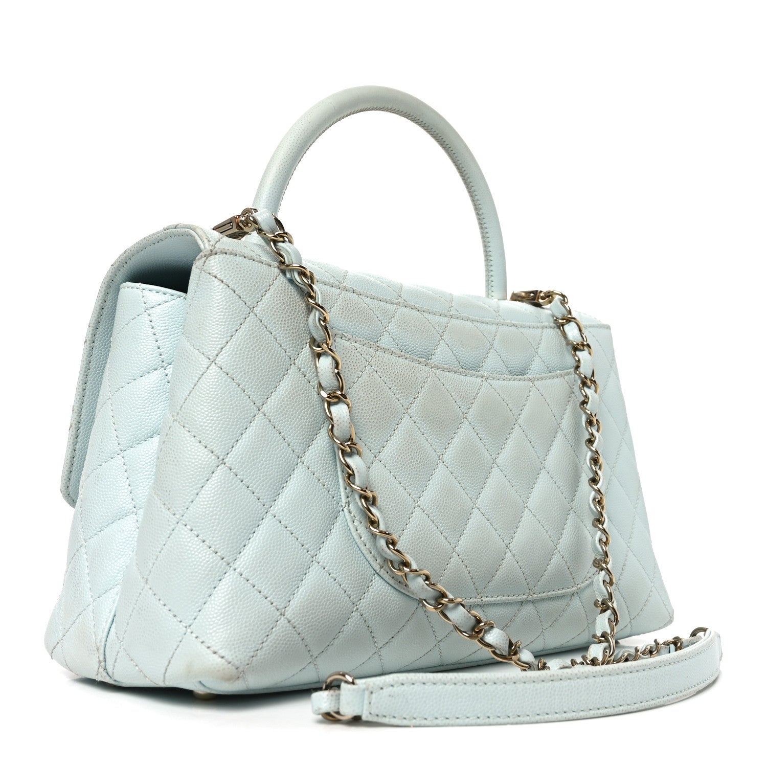 Chanel Caviar Quilted Small Coco Handle Flap Light Blue 2 of 9
