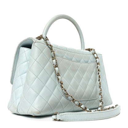 Chanel Caviar Quilted Small Coco Handle Flap Light Blue 2 of 9
