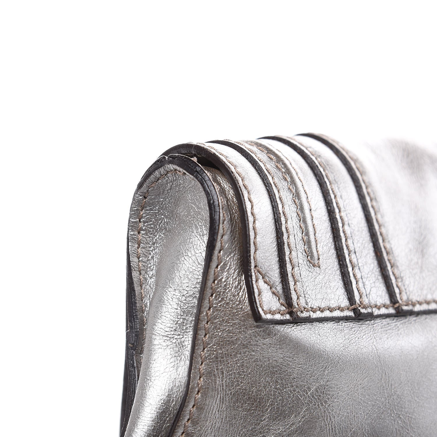 Chloe Metallic Calfskin Marcie Clutch Pewter 9 of 11