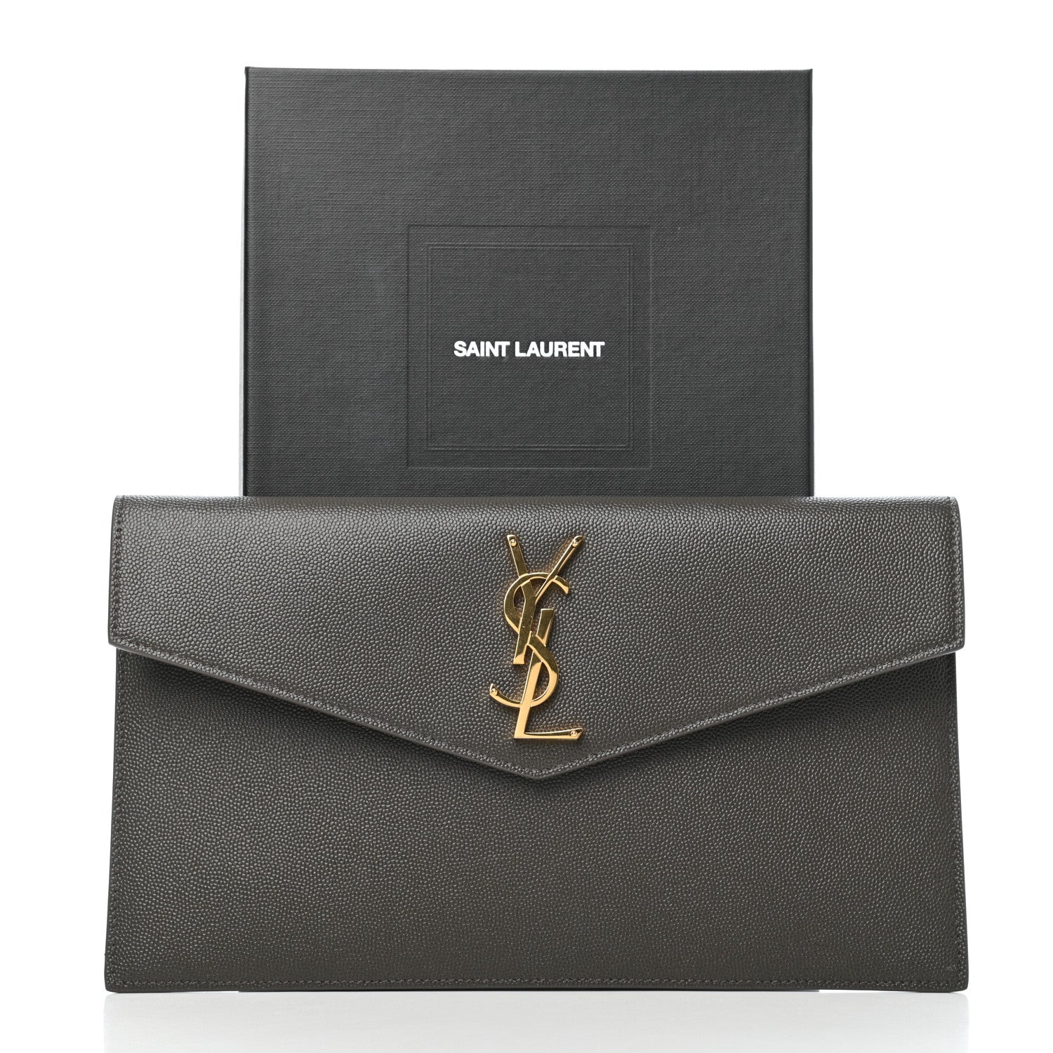 Saint Laurent Grain De Poudre Uptown Pouch Pebble 7 of 7