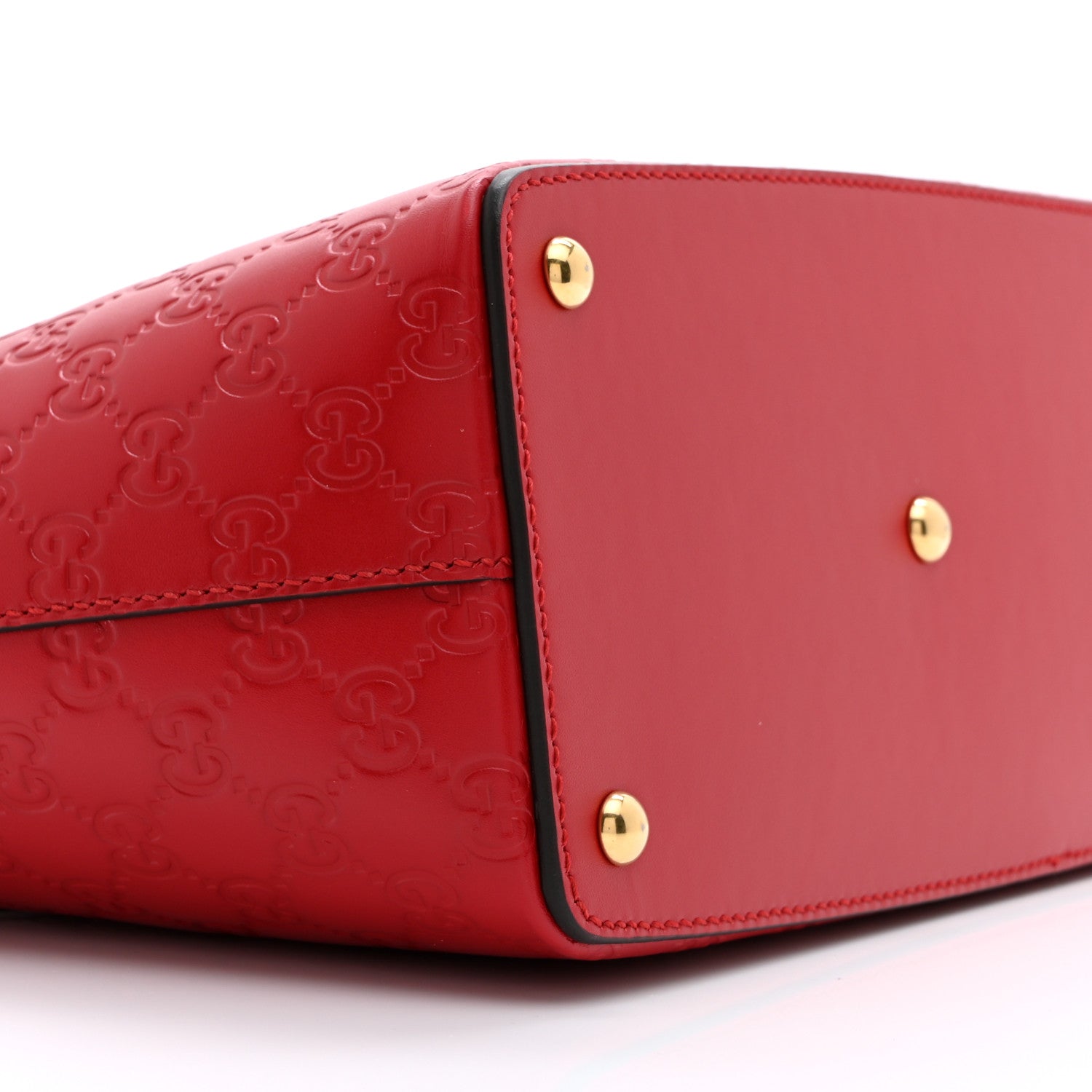 Gucci Guccissima Small Zippered Bucket Tote Hibiscus Red 10 of 11