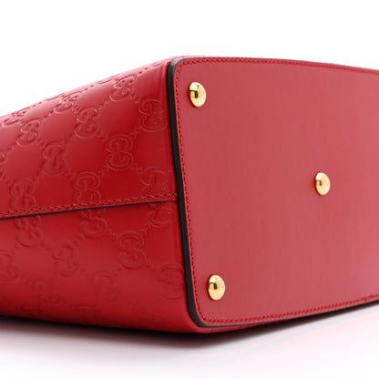 Gucci Guccissima Small Zippered Bucket Tote Hibiscus Red 10 of 11
