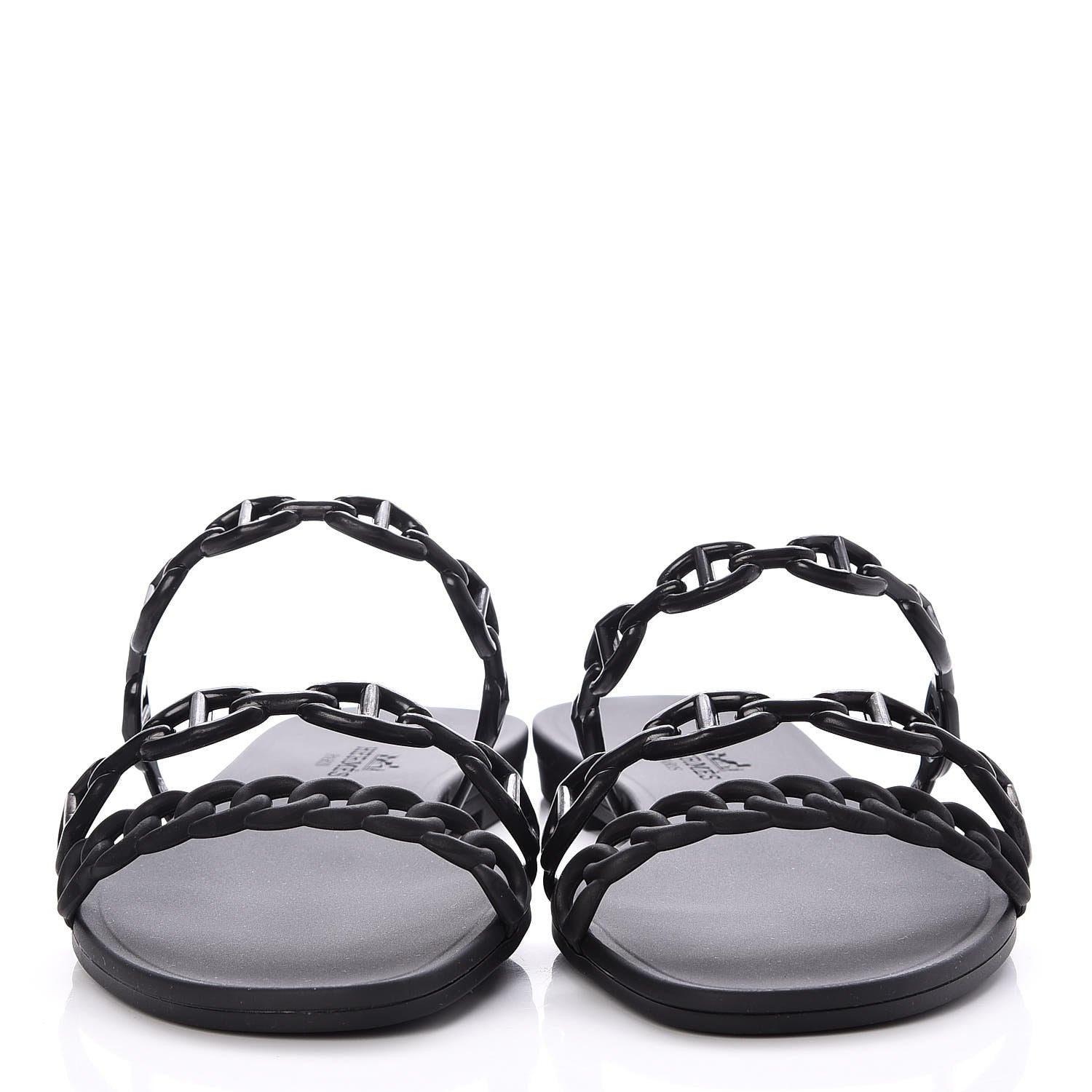 Hermes Rubber Chaine d'Ancre Rivage Sandals 37 Black 2 of 8