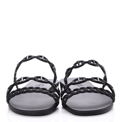 Hermes Rubber Chaine d'Ancre Rivage Sandals 37 Black 2 of 8