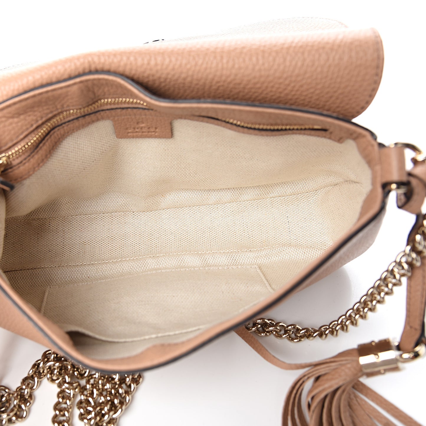 Pebbled Calfskin Medium Soho Flap Crossbody Camelia