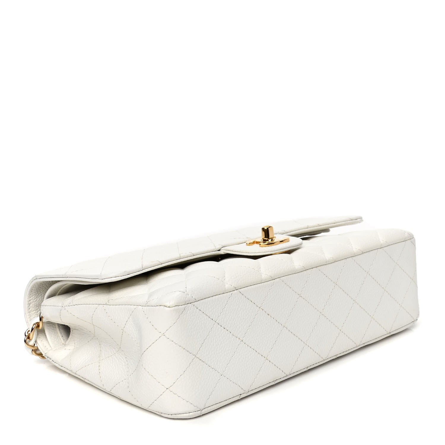 Chanel Caviar Quilted Medium Double Flap White 3 of 5