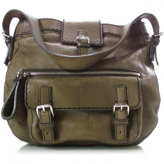 Leather Edith Shoulder Bag Olive Green