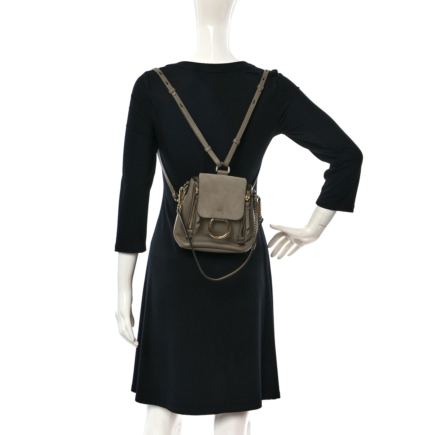 Suede Calfskin Mini Faye Backpack Motty Grey