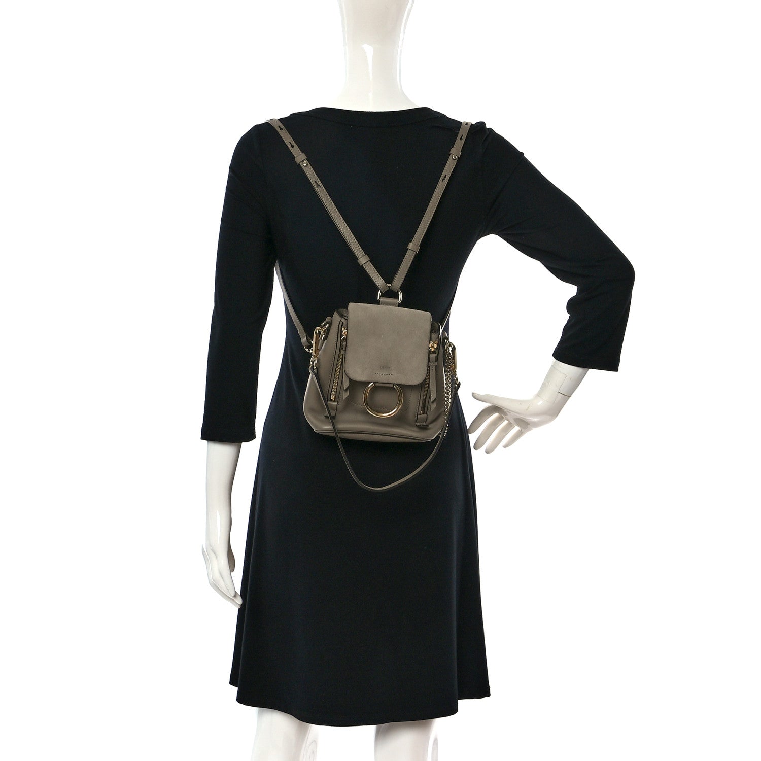 Chloe Suede Calfskin Mini Faye Backpack Motty Grey 2 of 10