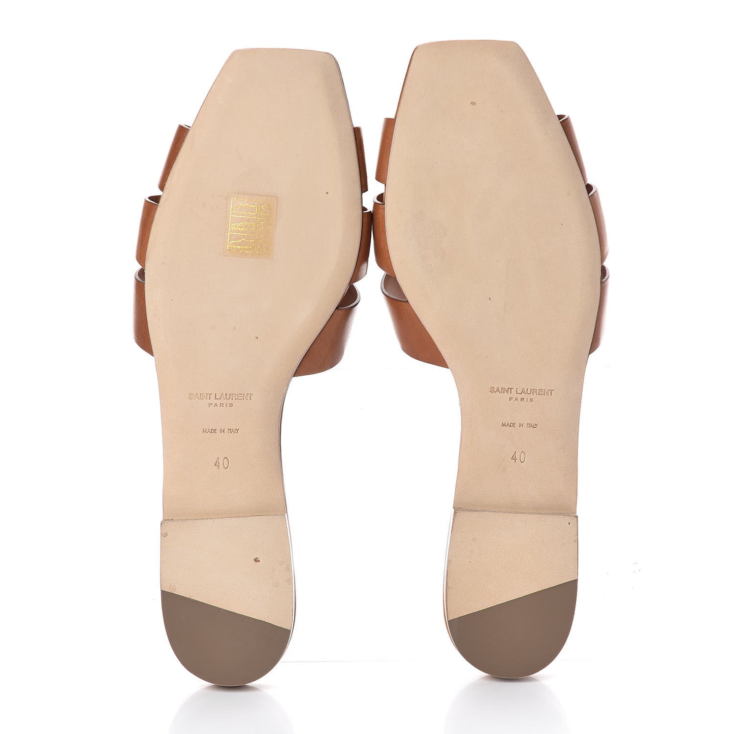 Calfskin Tribute 05 Slide Sandals 40 Amber