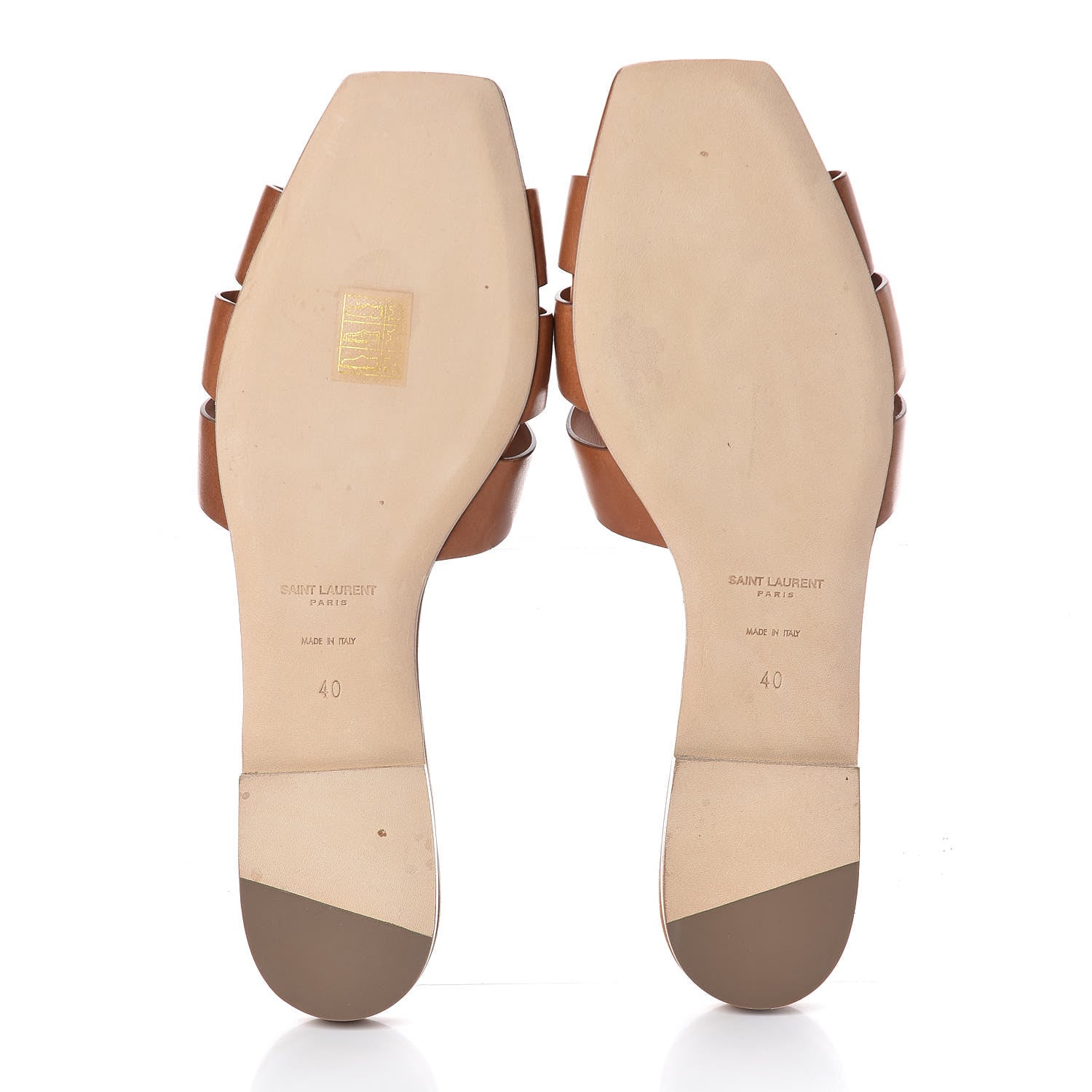 Saint Laurent Calfskin Tribute 05 Slide Sandals 40 Amber 7 of 8
