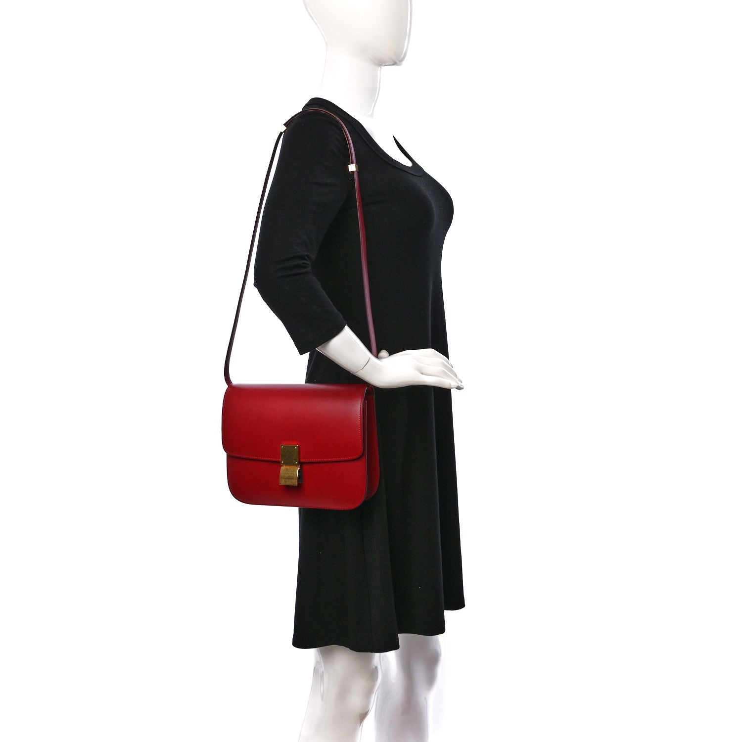 Celine Box Calfskin Medium Classic Box Flap Bag Red 2 of 11