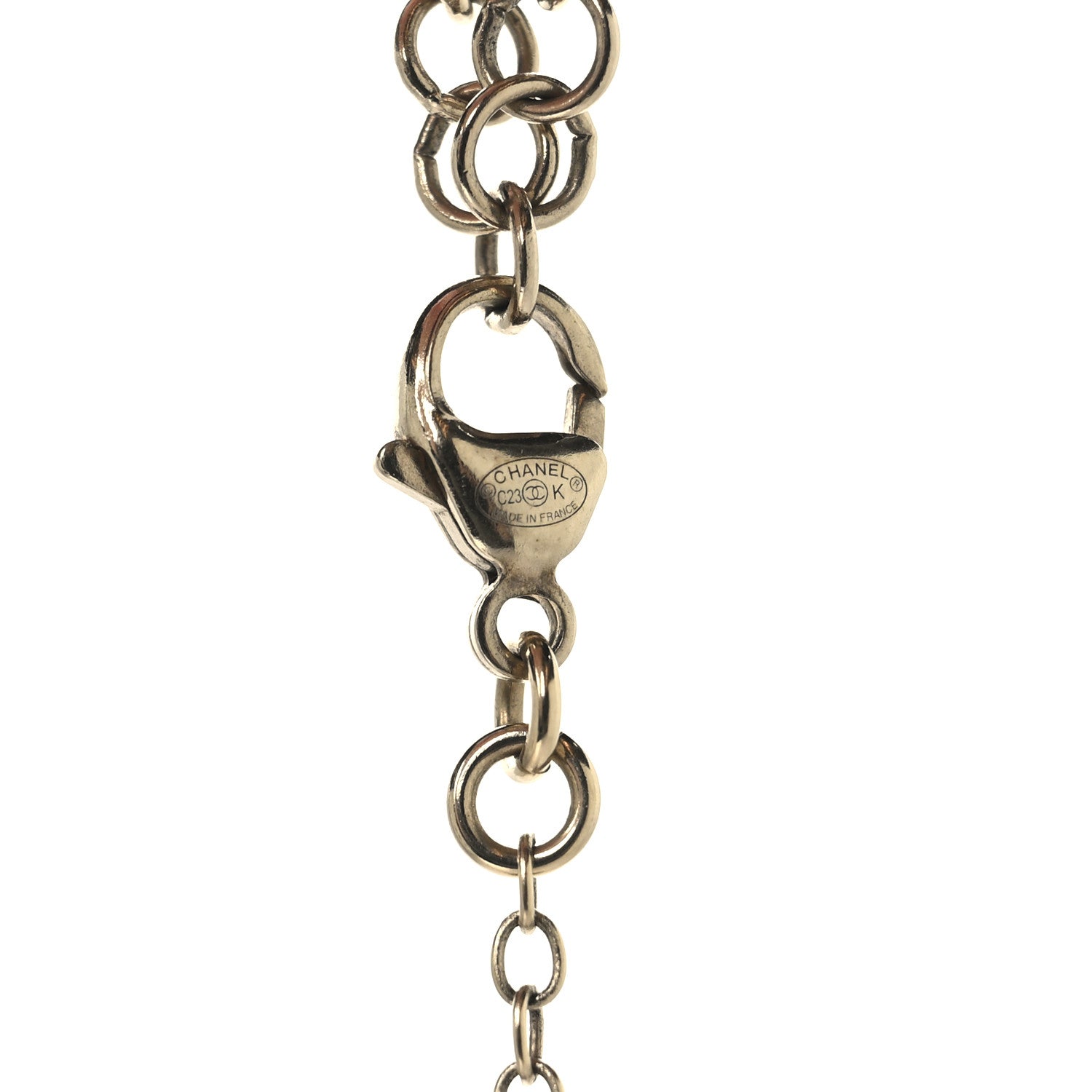 Chanel Crystal Pearl CC Flower Charms Long Necklace Light Gold 4 of 4