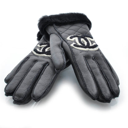 Chanel Leather Gloves Black Size 7 1 of 4