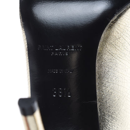 Saint Laurent Metallic Supercrack Goatskin Anja 105 Pumps 38.5 Platino 6 of 9