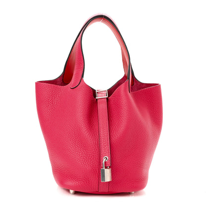 Hermes Taurillon Clemence Swift Eclat Picotin Lock 18 PM Rose Mexico Rouge De Coeur 1 of 10
