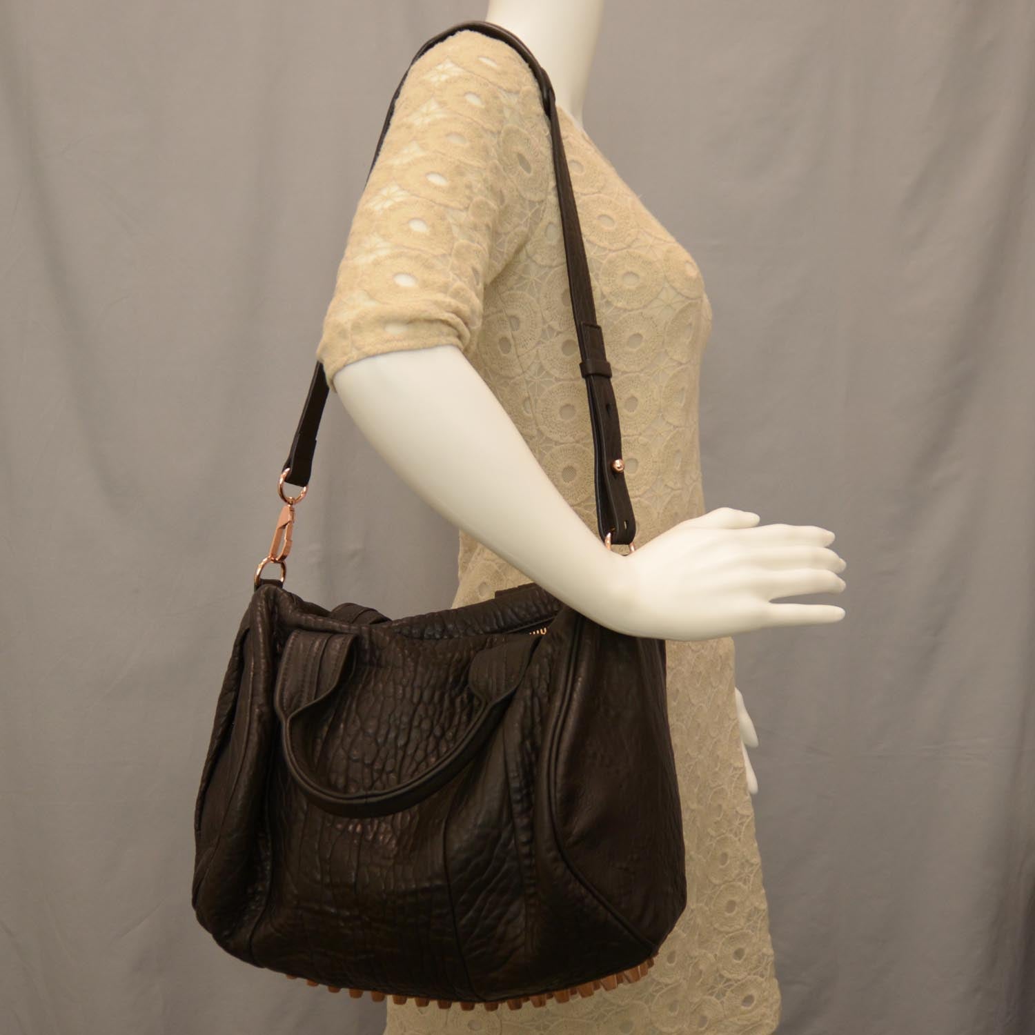 Alexander Wang Leather Rocco w Rose Gold Hardware Black 2 of 6