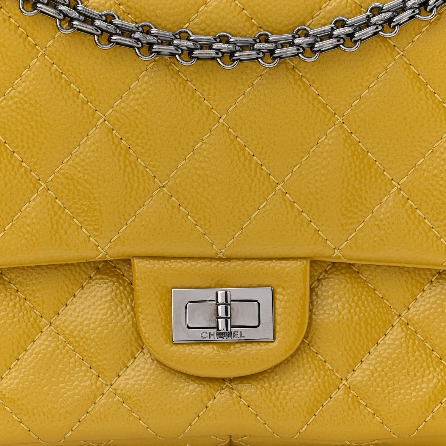 Chanel Patent Caviar Quilted 2.55 Reissue 226 Flap Yellow 8 of 14