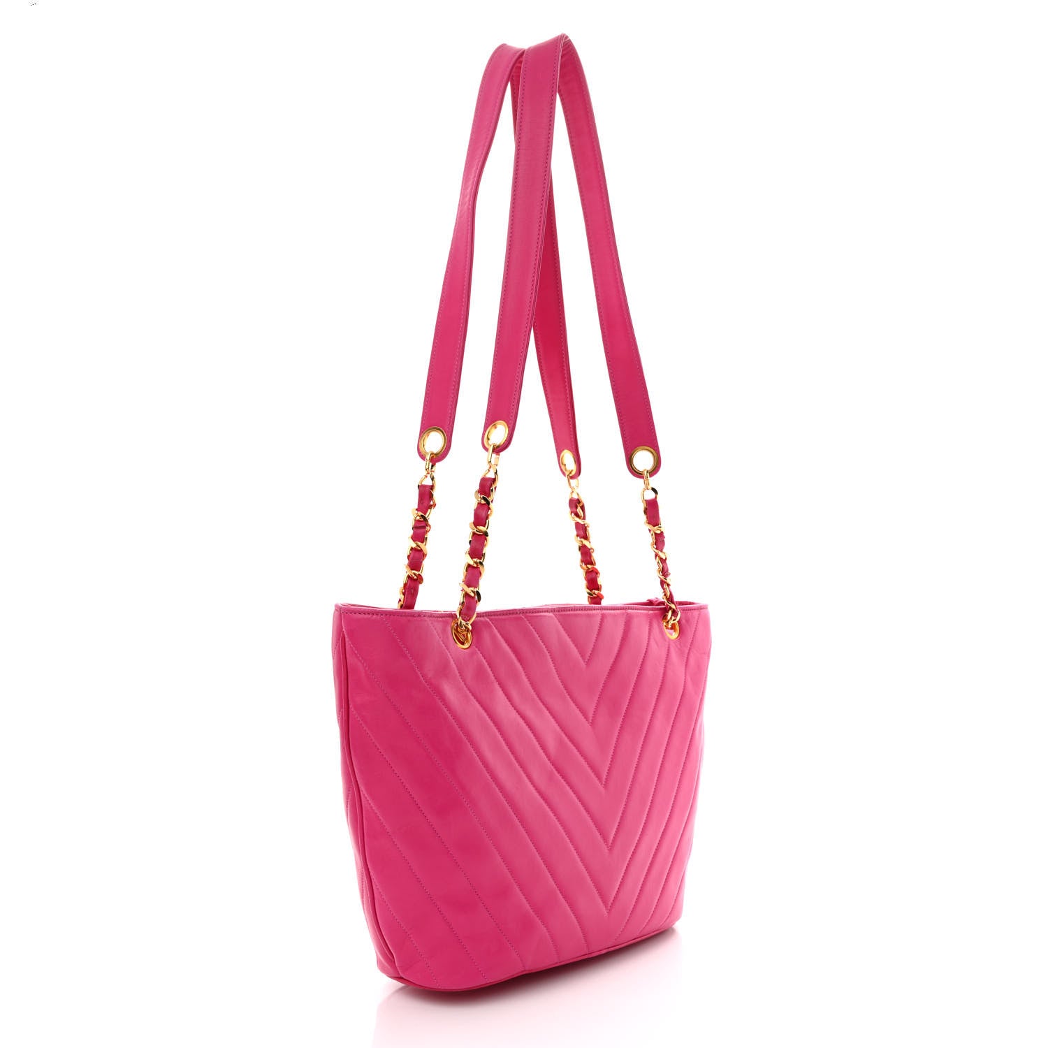 Chanel Lambskin Chevron Quilted Shoulder Bag Pink 3 of 18