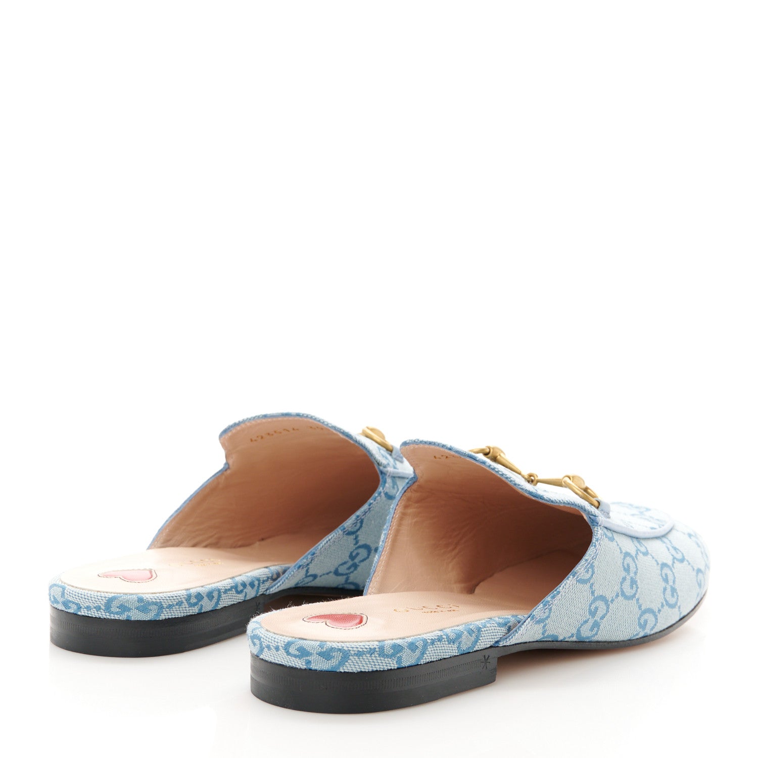 Gucci Canvas GG Monogram Nappa Womens Princetown Slippers 39.5 Porcelain Light Blue Dark Porcelain Light Blue 4 of 8