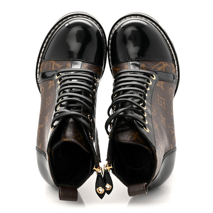 Louis Vuitton Patent Calfskin Monogram Star Trail Ankle Boots 37 Black 2 of 9