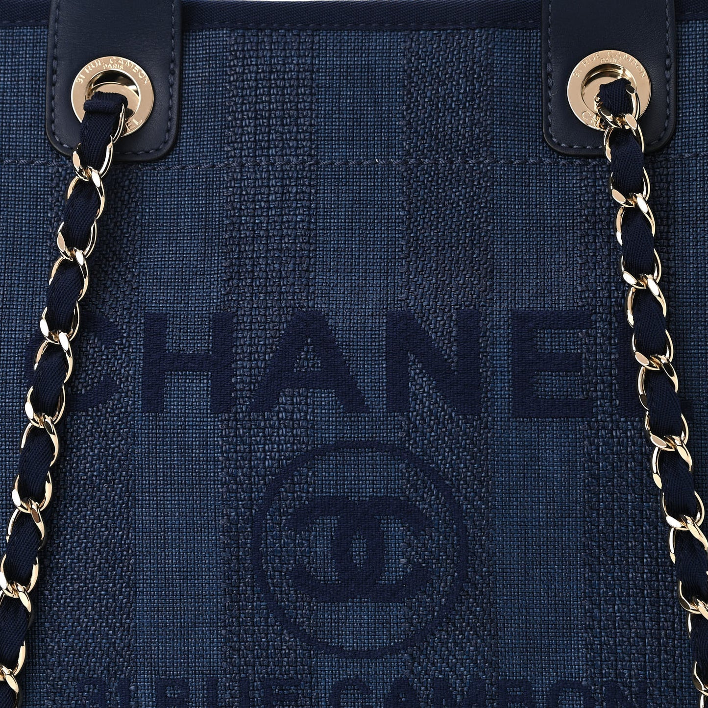 Mixed Fibers Striped Medium Deauville Tote Navy Blue