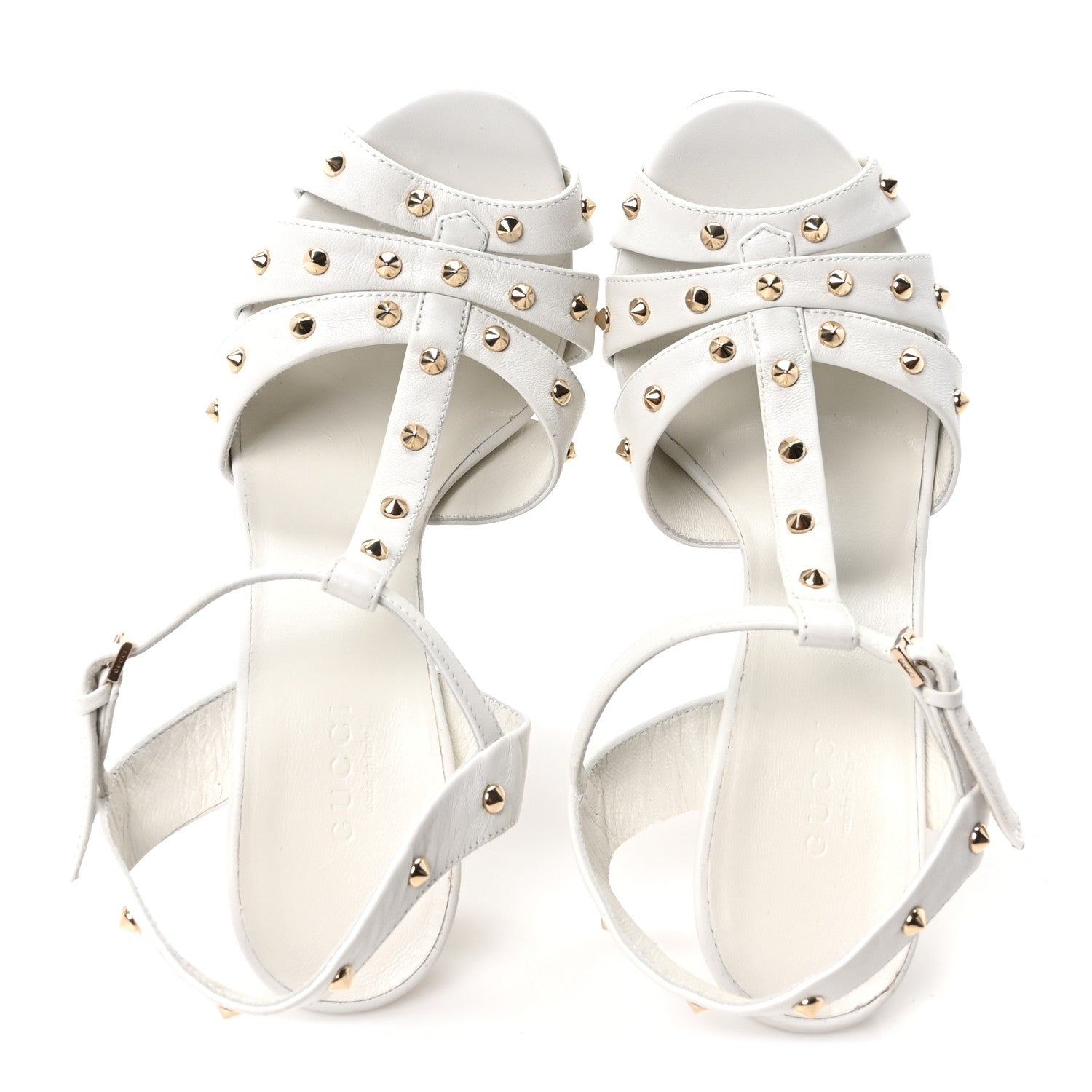 Gucci Calfskin Studded Sandals 37 White 2 of 8