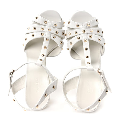 Gucci Calfskin Studded Sandals 37 White 2 of 8