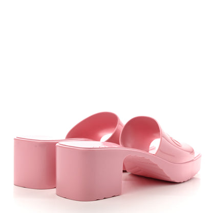 Gucci Rubber Gucci Logo Womens Platform 20/60mm Slide Sandals 40 Wild Rose 4 of 8